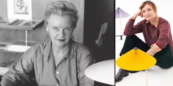 Svensk designer kvinna, Vera Wrede, med sina ikoniska lampor.